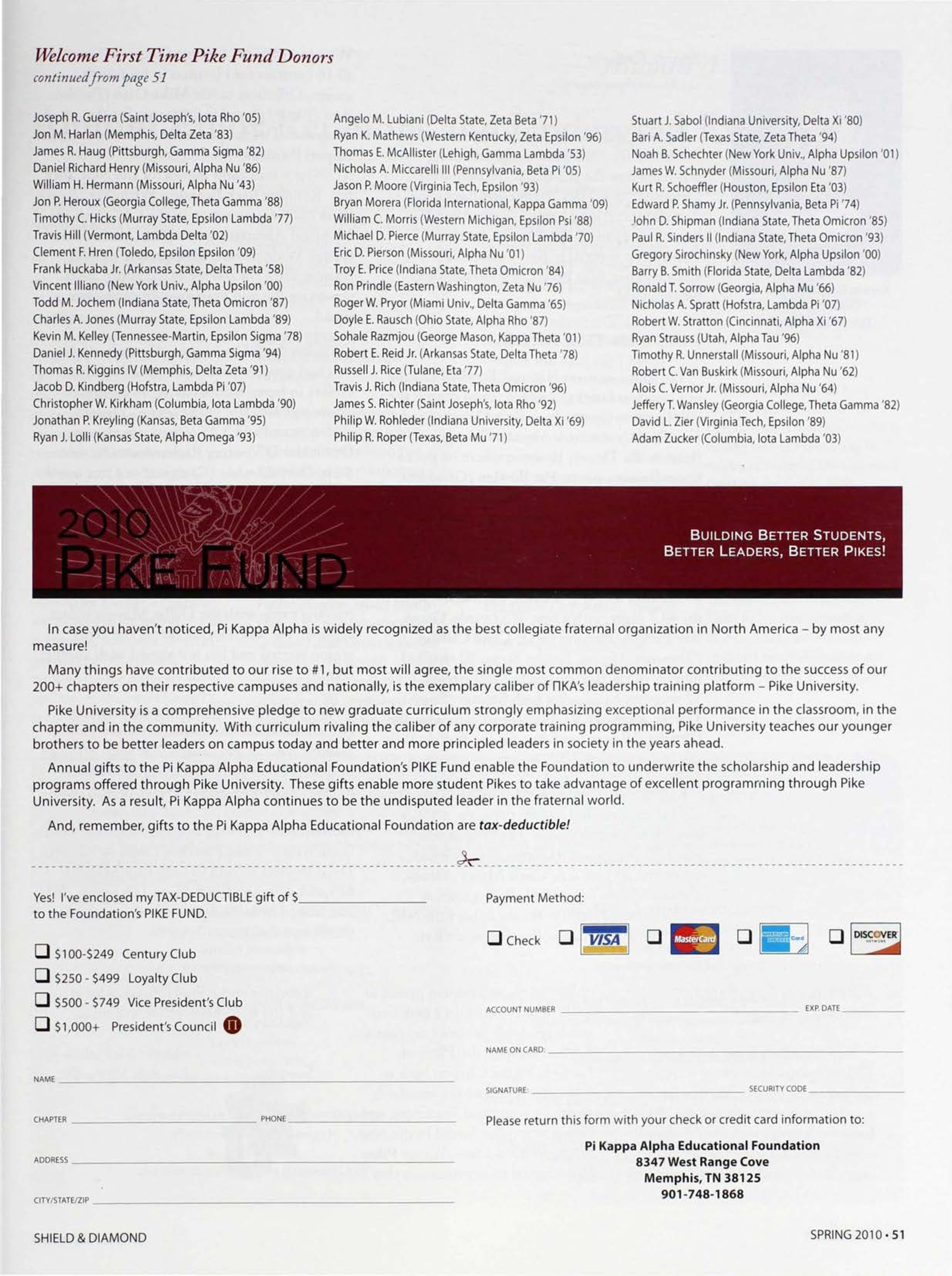 Welcome First Time Pike Fund Donors!, Continued